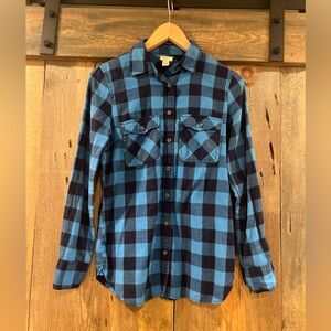J. Crew Blue Plaid Button-Down XS